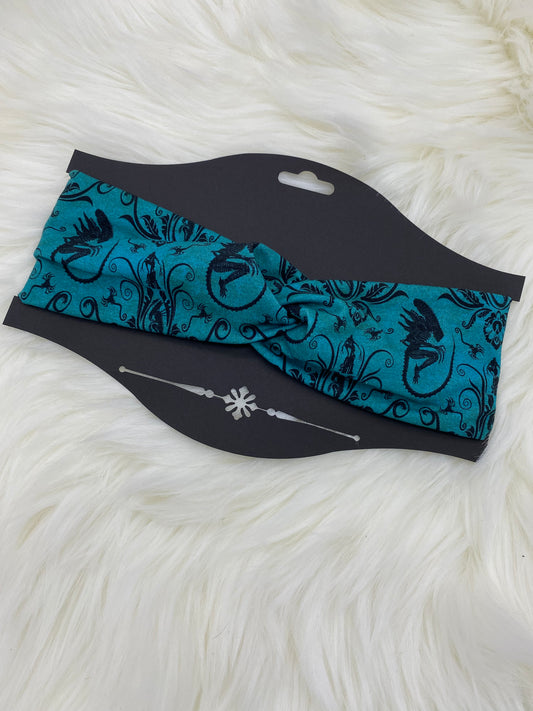 Alien Damask Teal Twist Band